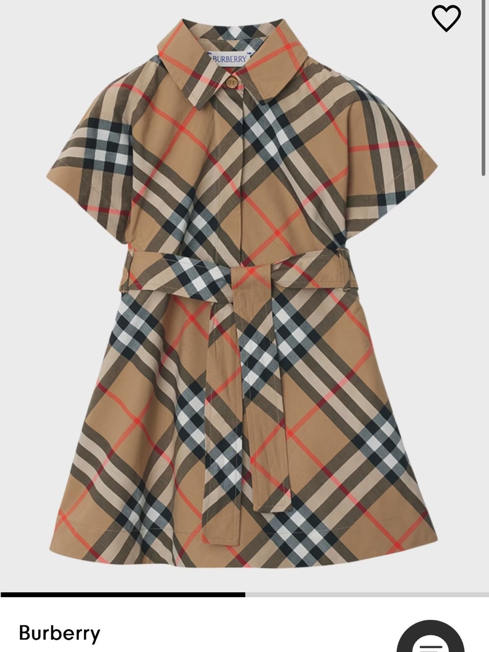 Burberry Girl's Giulietta Check-Print Shirt Dress in Beige